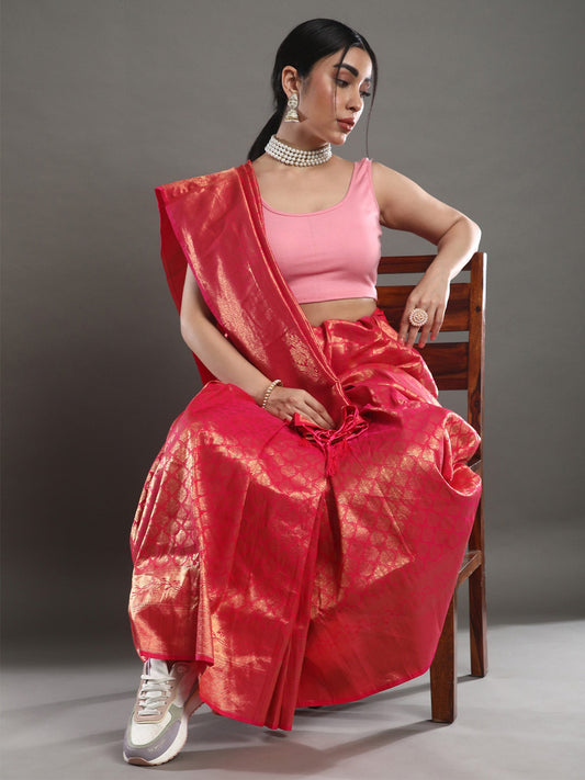 Red Kanjeevaram Silk Saree - Ressa