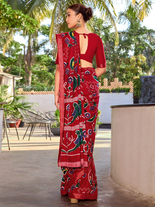 Red Patola Printed Saree - Ressa