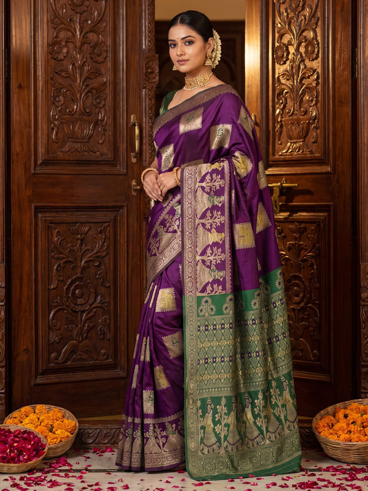 Regal Deep Purple Silk Saree - Ressa