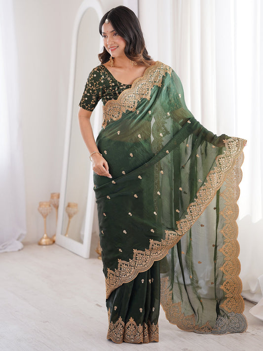 Saree Deep Emerald Green - Ressa