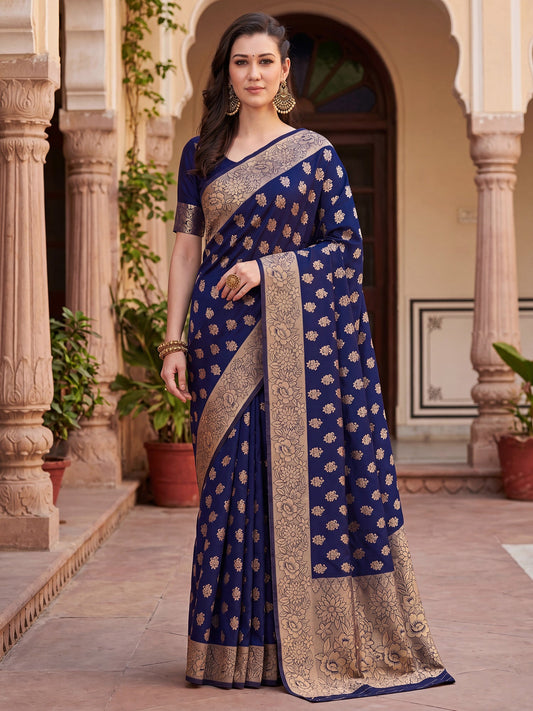 Saree Royal Purple Interlocking Heritage Banarasi Silk Variation - Ressa