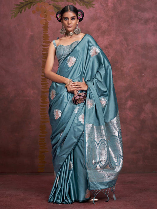 Satin Silk Heritage Banarasi Style Zari Woven Saree - Ressa