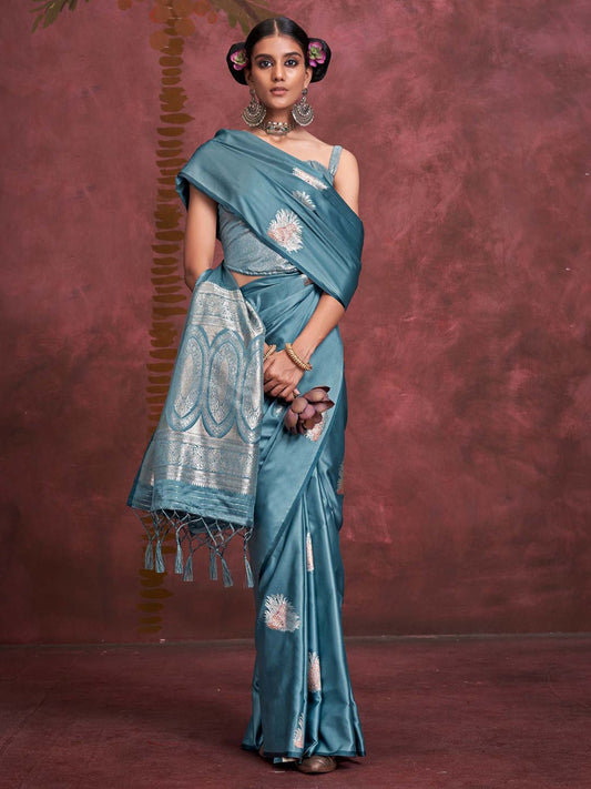 Satin Silk Heritage Banarasi Style Zari Woven Saree - Ressa