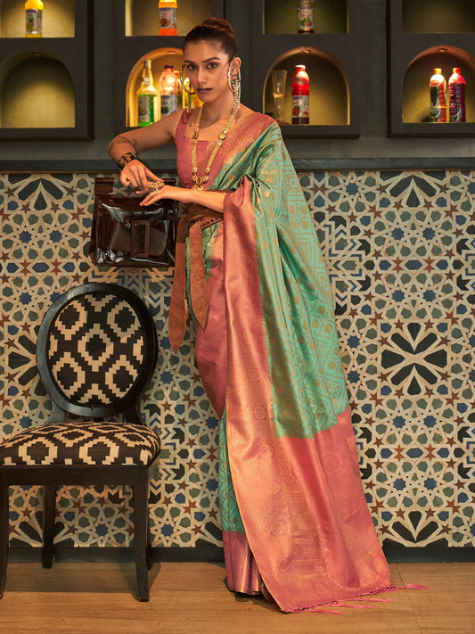 Sea Green Banarasi Silk saree - Ressa
