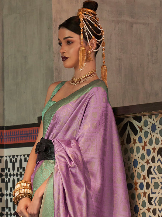 Sea Green Banarasi Silk Saree - Ressa