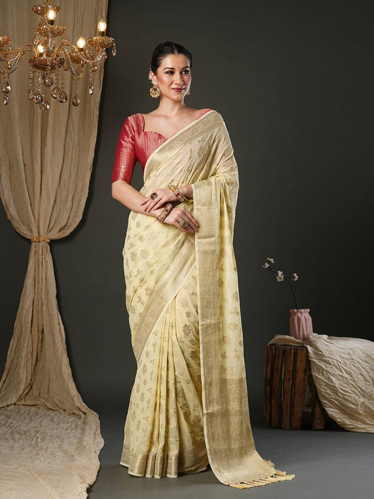 Silk Blend Heritage Banarasi Style Zari Woven Saree - Ressa