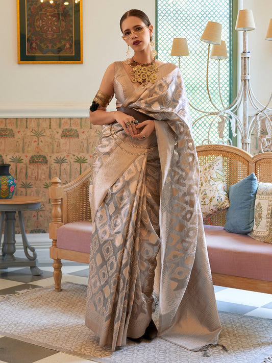 Silk Blend Heritage Banarasi Style Zari Woven Saree - Ressa