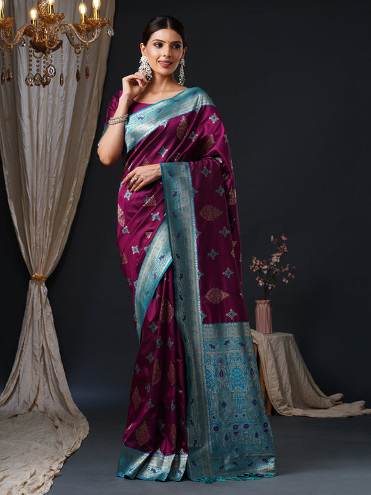 Silk Blend Heritage Banarasi Style Zari Woven Saree - Ressa