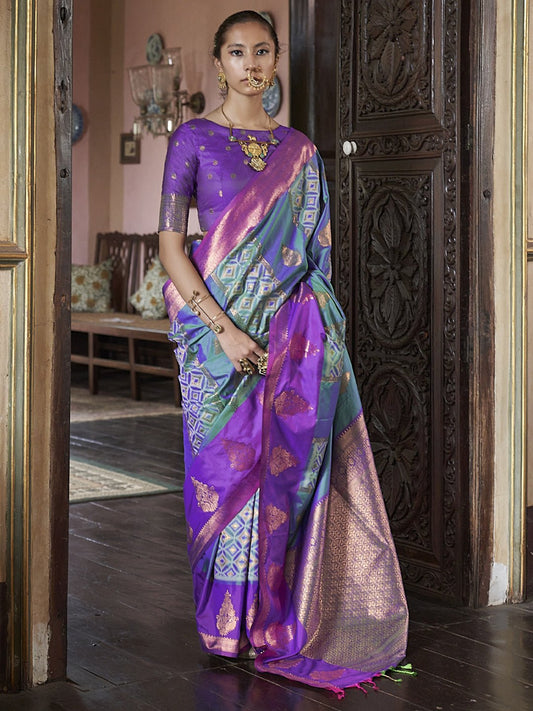 Silk Blend Zari Woven Border saree - Ressa