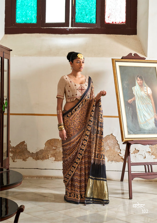 Khadi cotton with embroidery mirror work