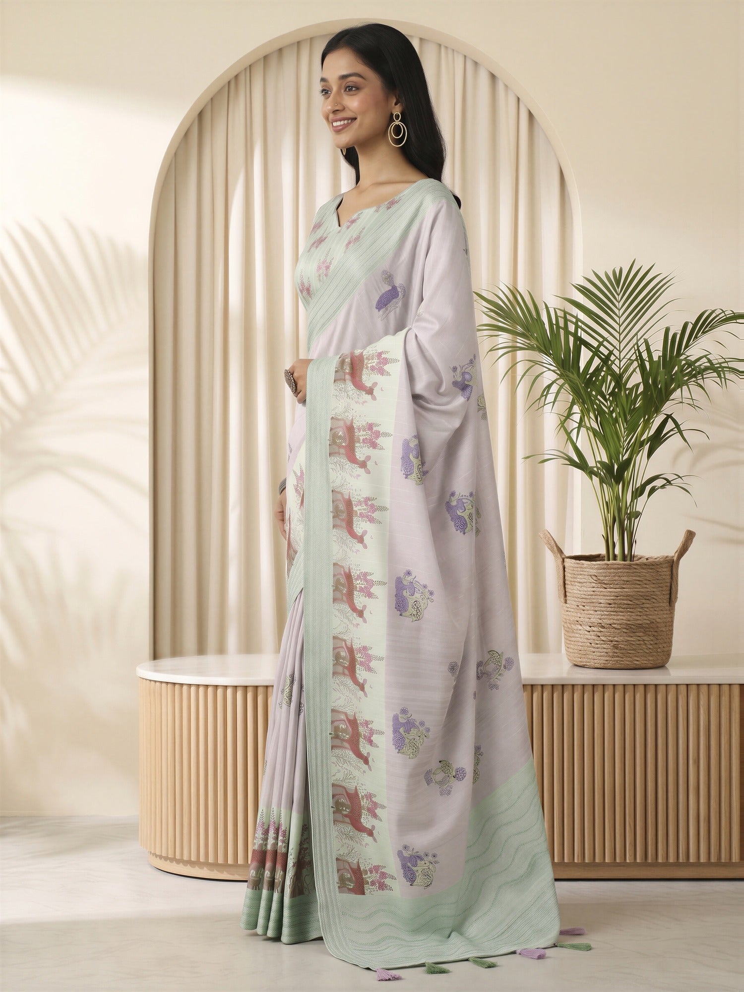 Lavender Silk Blend saree – detail view 2