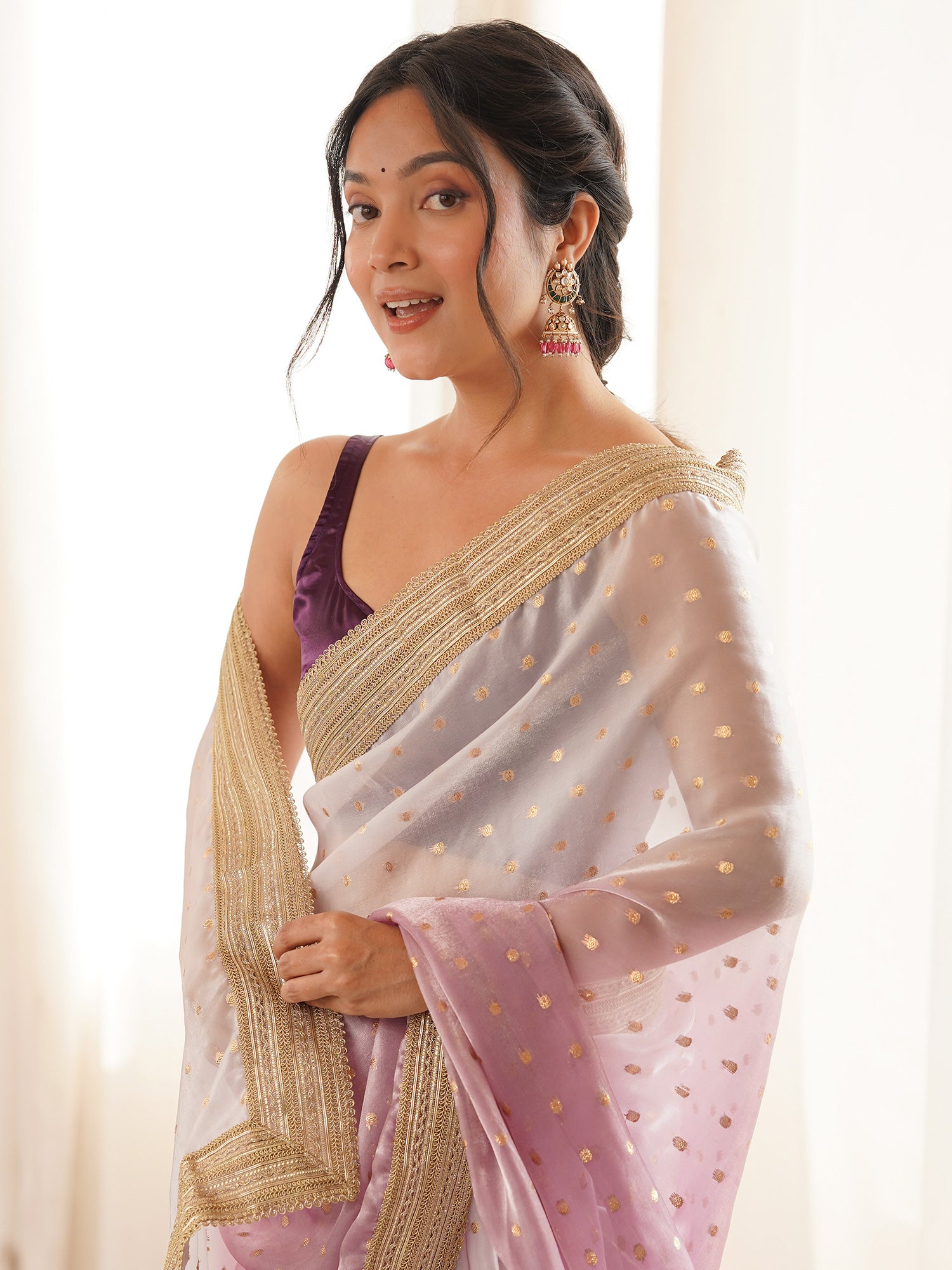 Lavender Silk Blend saree – detail view 4
