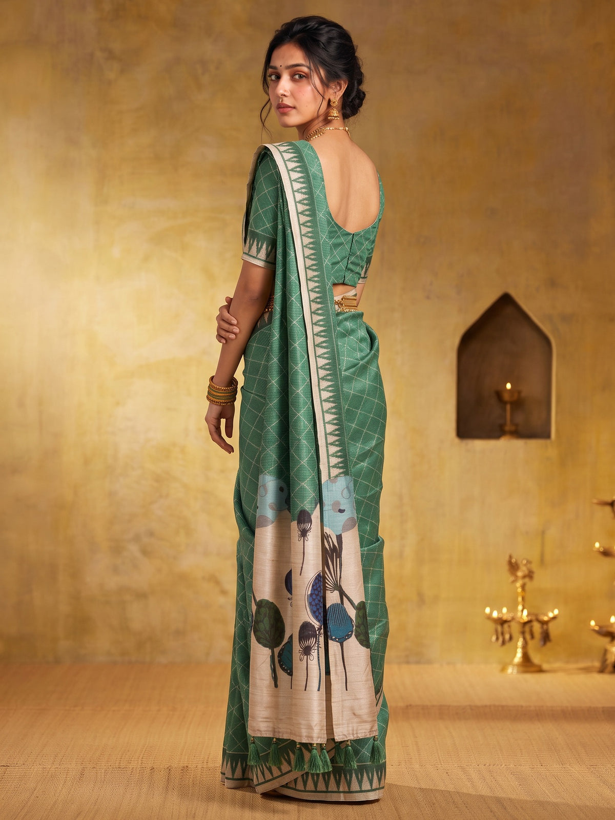 Light Green soft silk saree view 2