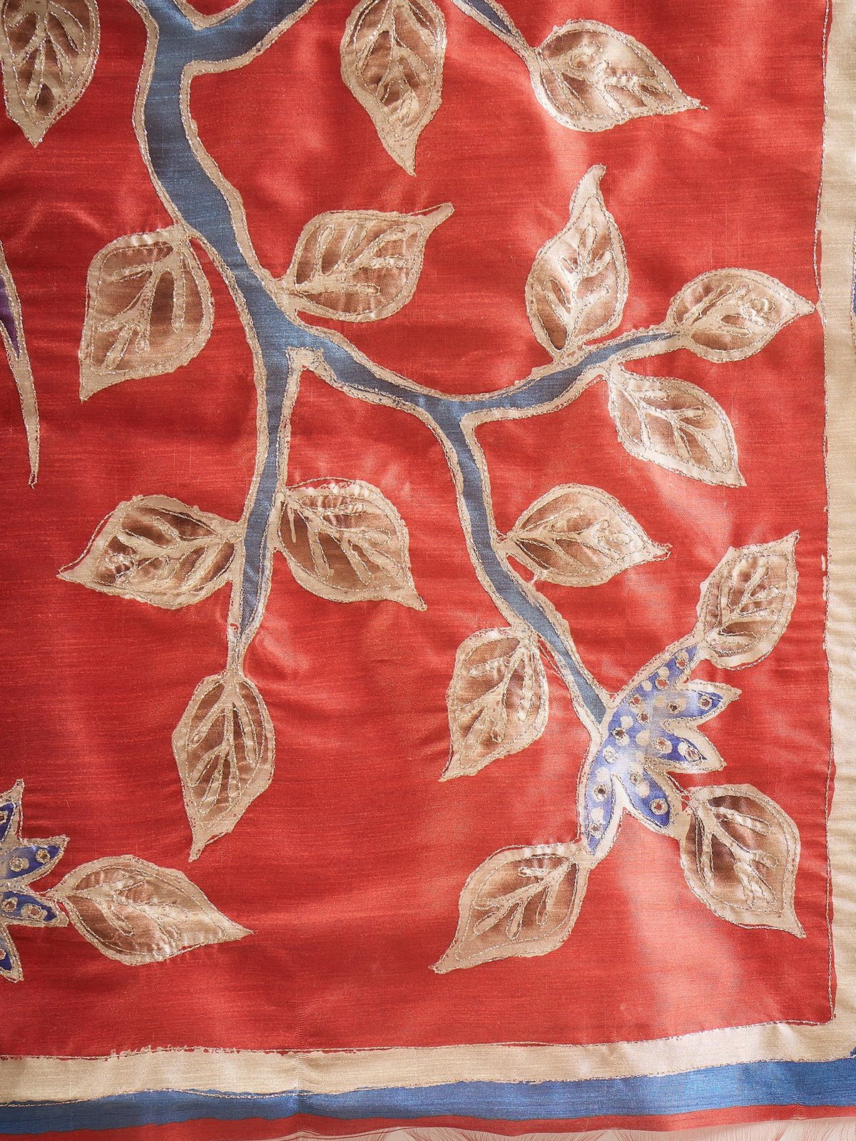 Rust art silk saree view 6