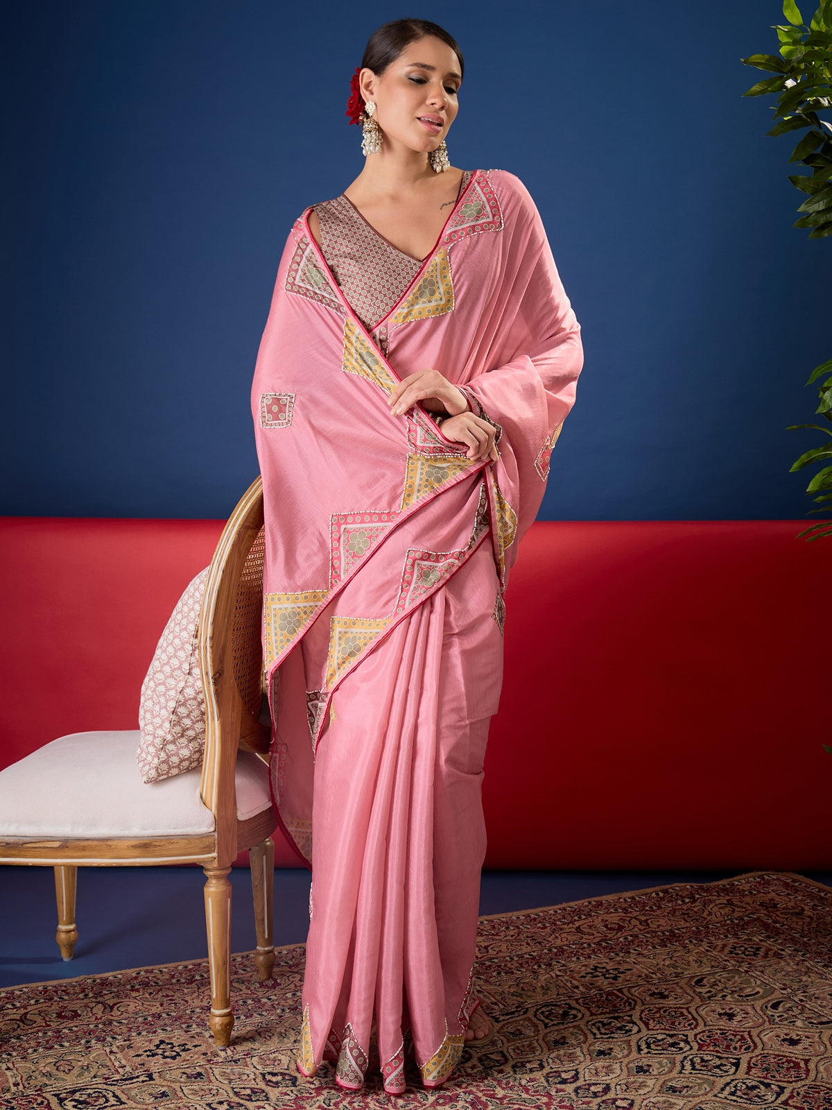 Pink Silk Cotton saree – detail view 5