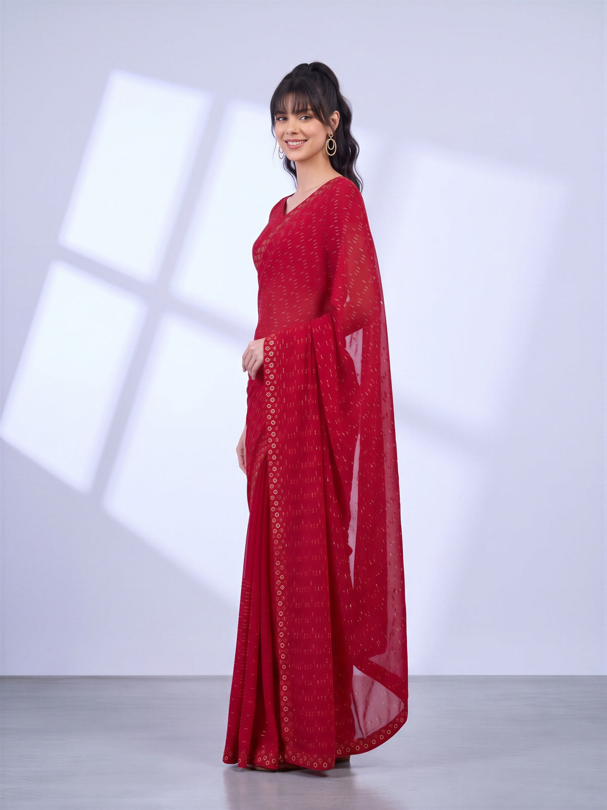 Red Tissue saree – detail view 2
