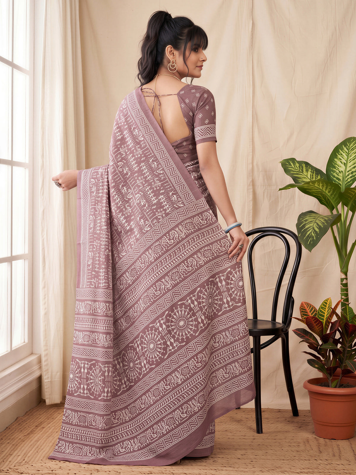 Mauve Dola Silk saree – detail view 1
