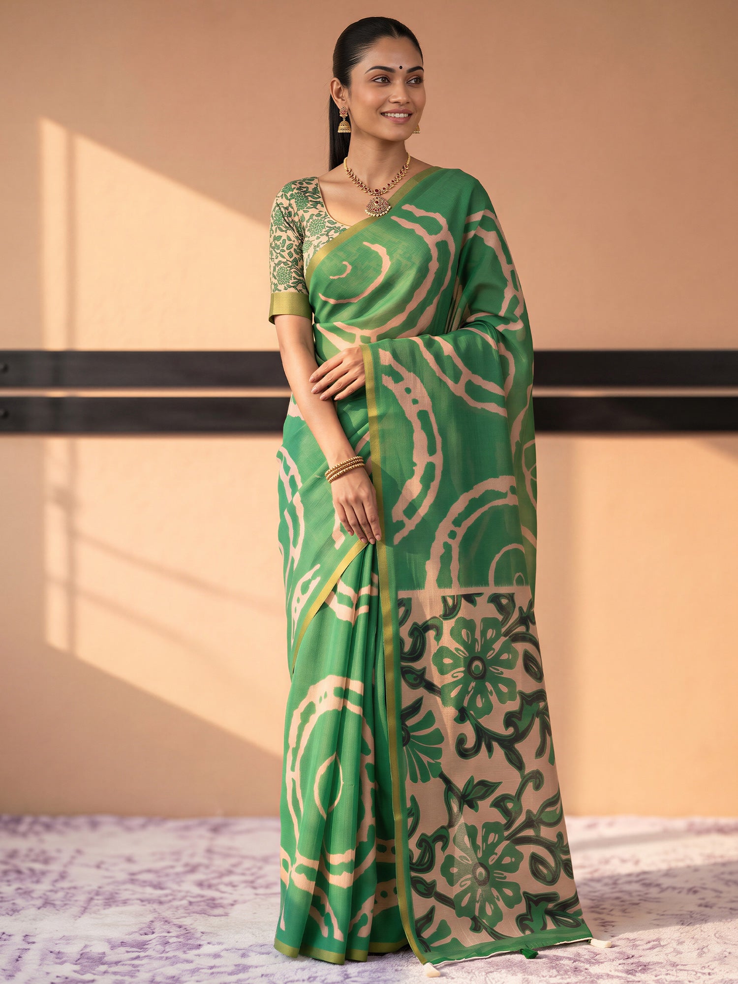 Light Green Cotton Blend saree – detail view 2