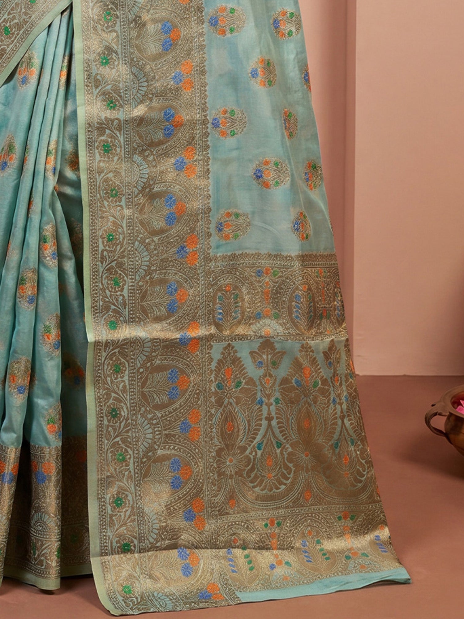 Light Blue Silk Blend saree – detail view 5
