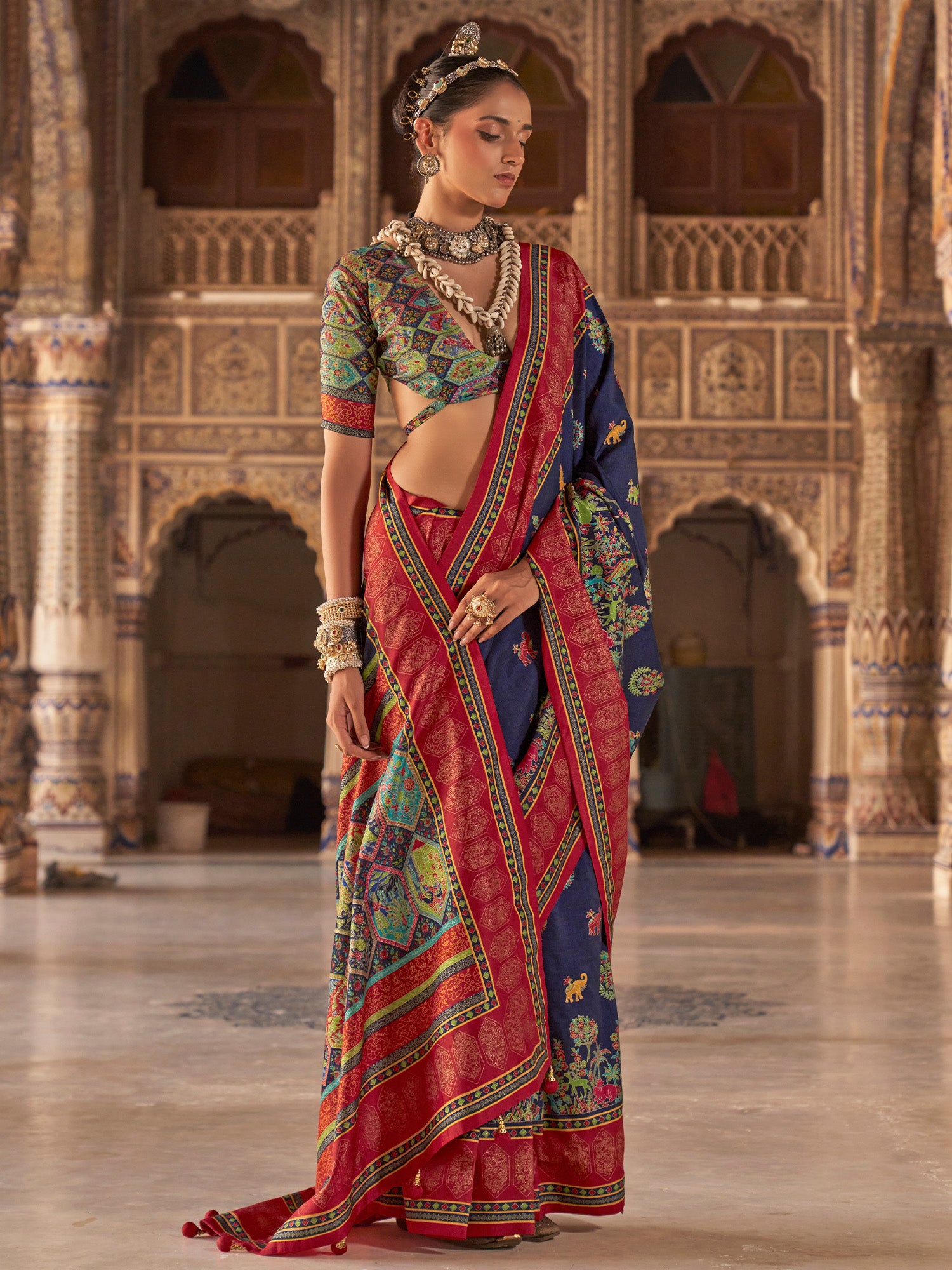 Navy Blue Silk Blend saree – detail view 1