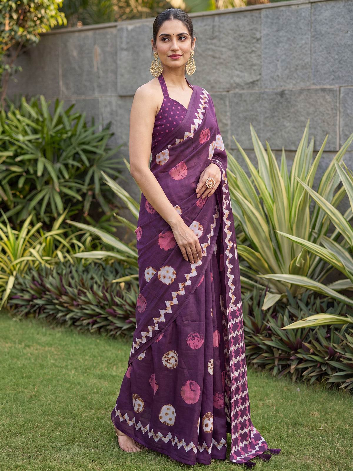 Purple Cotton saree – detail view 2