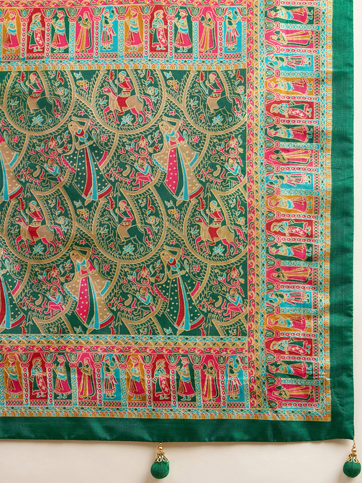 Dark Green Silk Blend saree – detail view 5