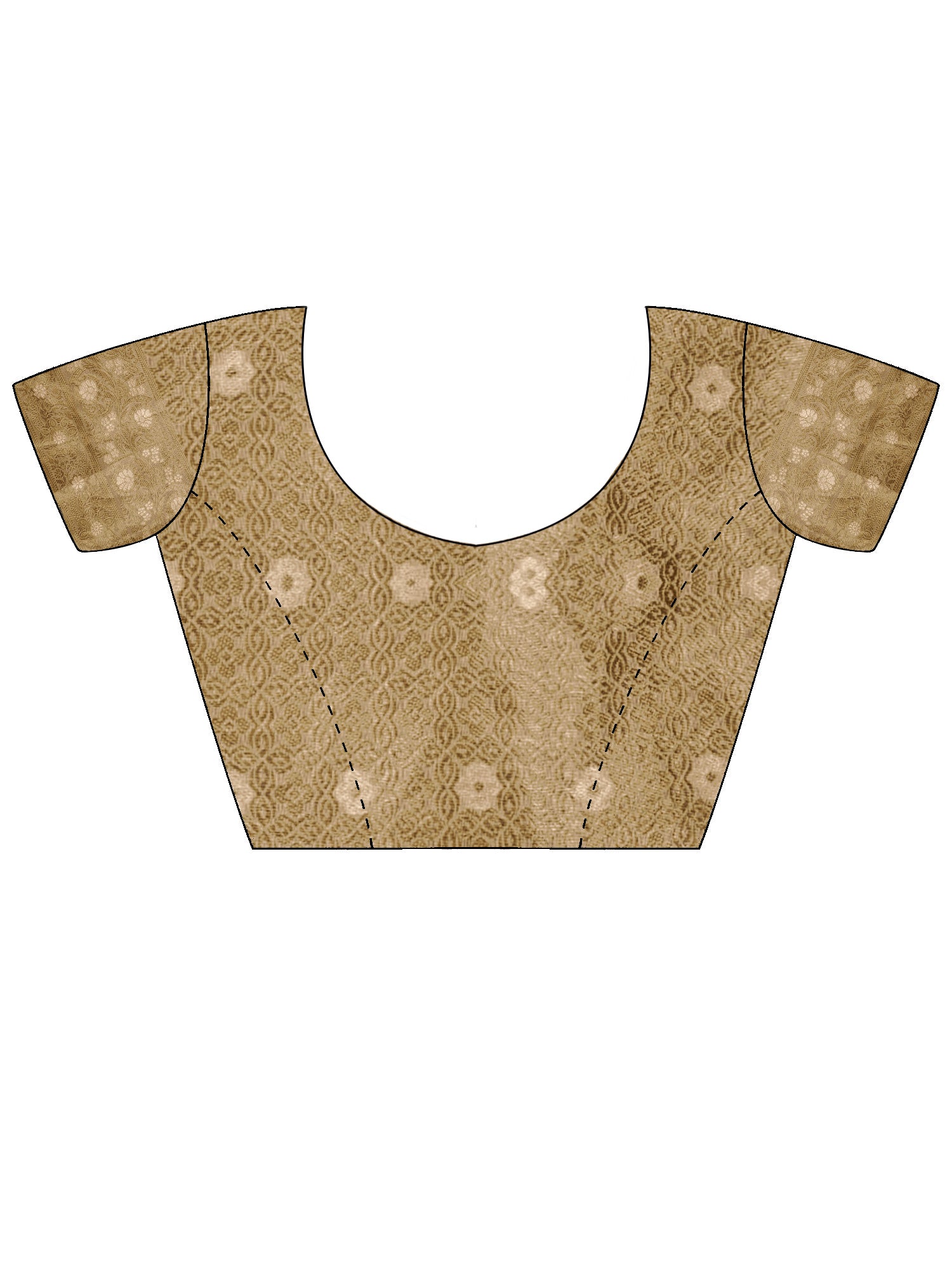 Unstitched cream banarasi silk blouse piece with ethnic motif design