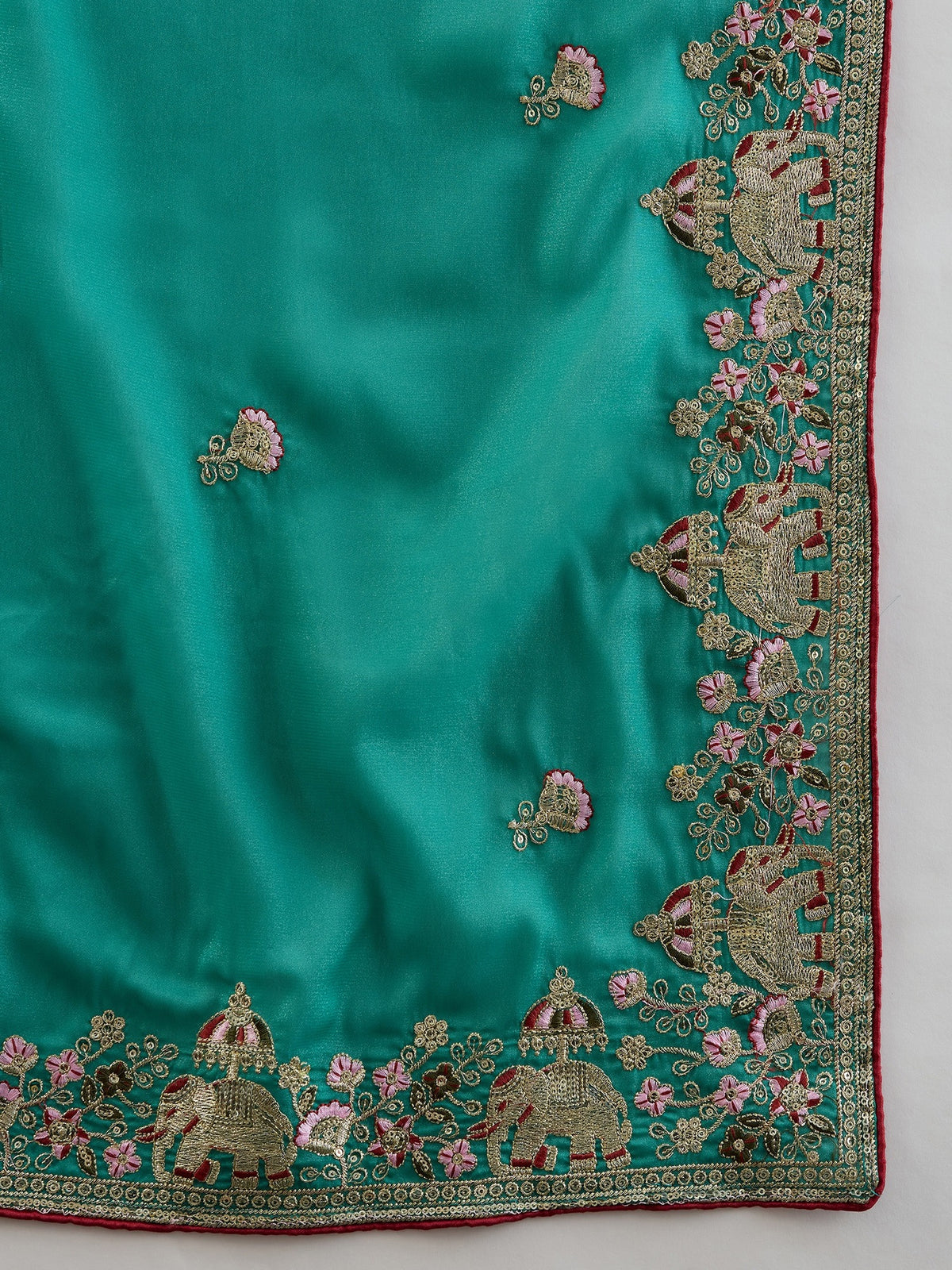 Teal Green Georgette saree – detail view 6