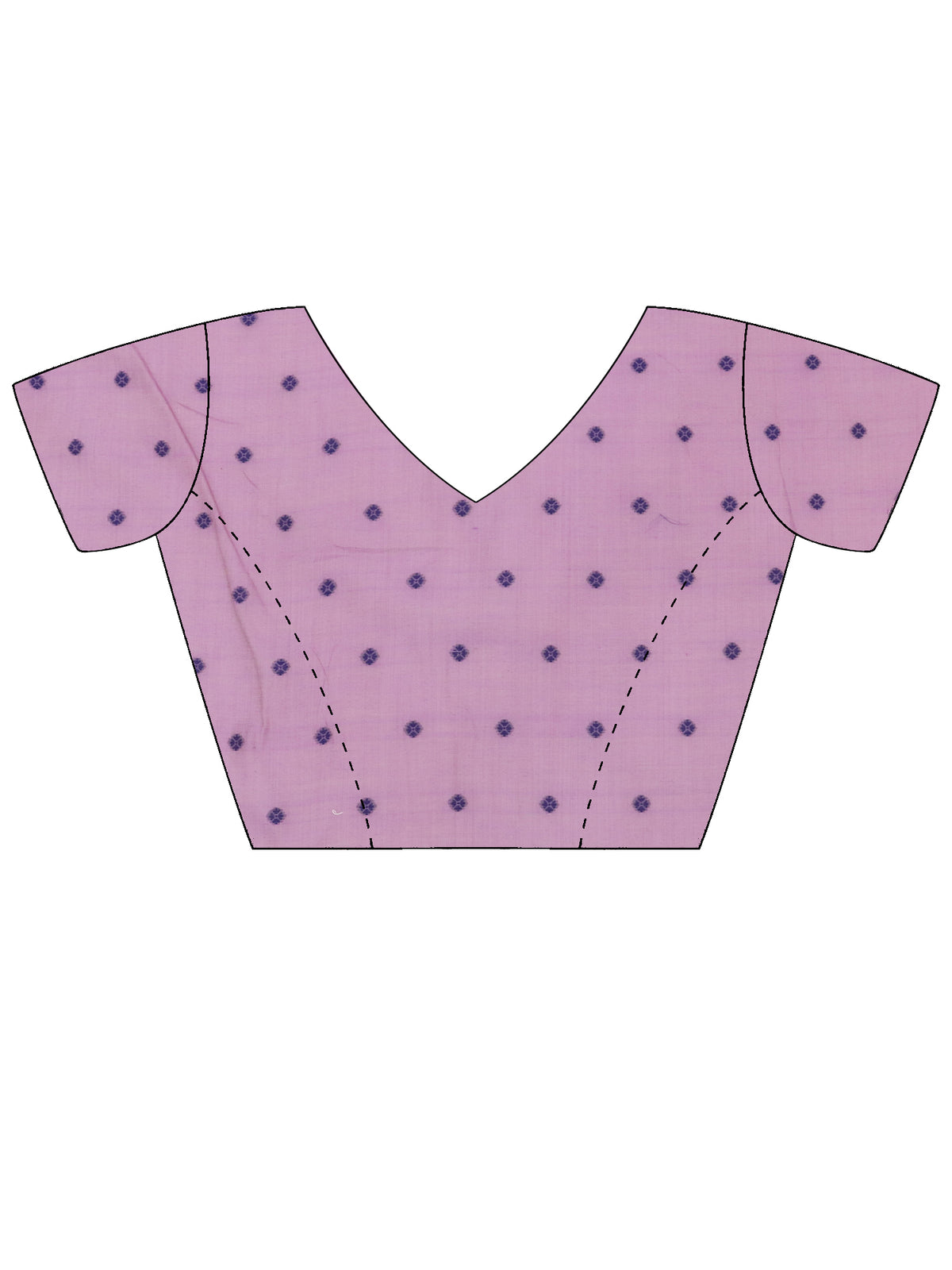 Unstitched lavender silk blend blouse piece with ethnic motif design