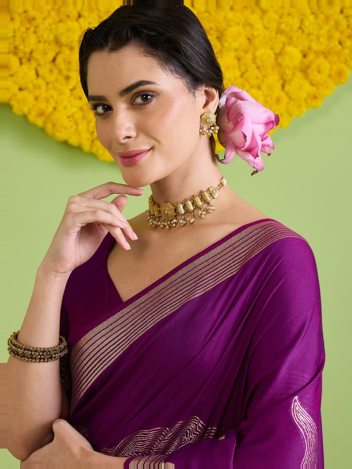 Purple Silk Blend saree – detail view 3