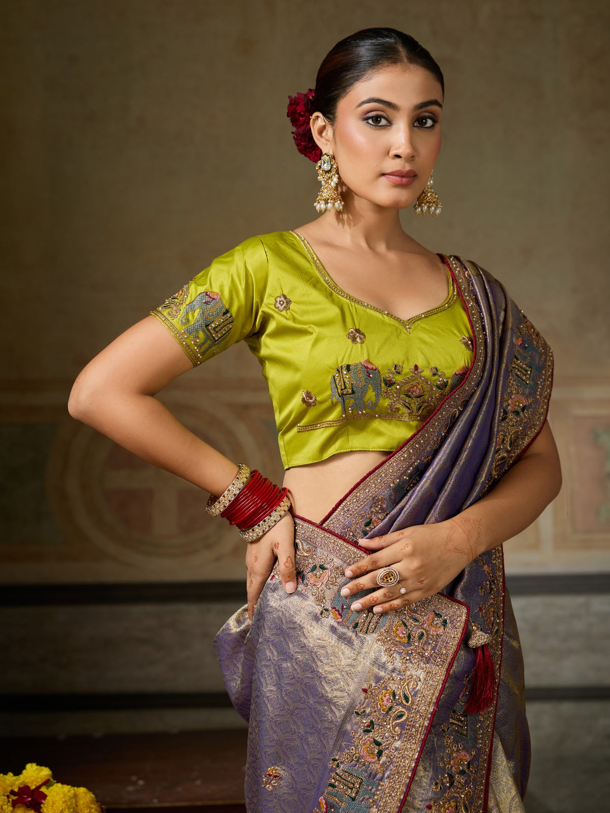 Lavender Silk Blend saree – detail view 1