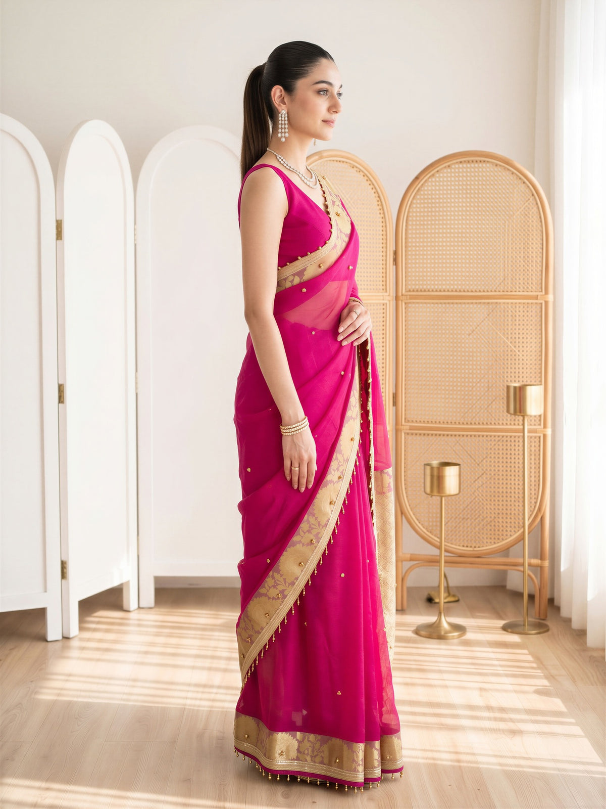 Pink Silk Blend saree – detail view 2