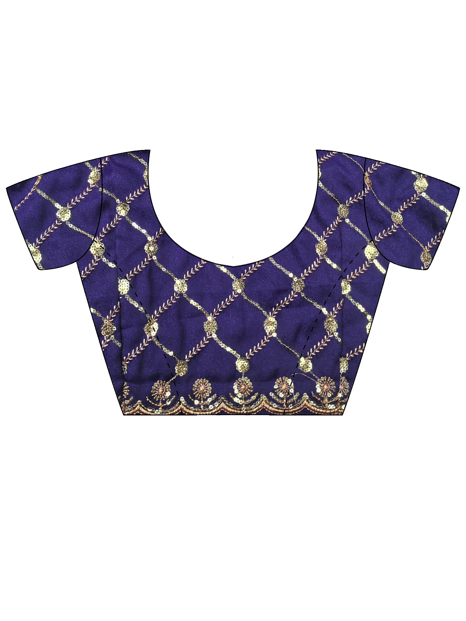 Unstitched purple georgette blouse piece with embellished design
