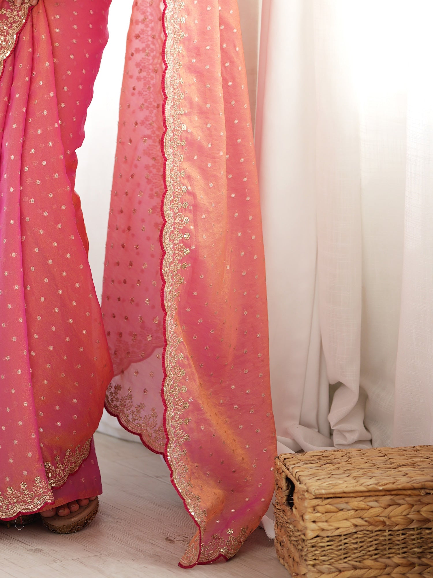 Pink Silk Blend saree – detail view 5