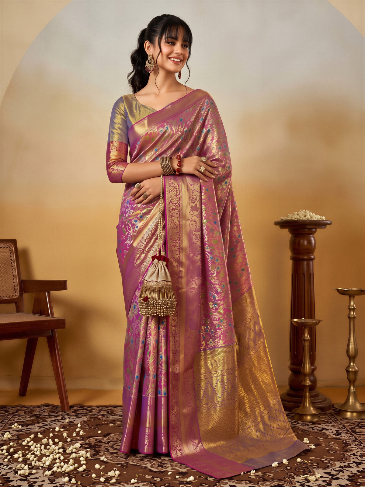 Mauve Silk Blend saree – detail view 3