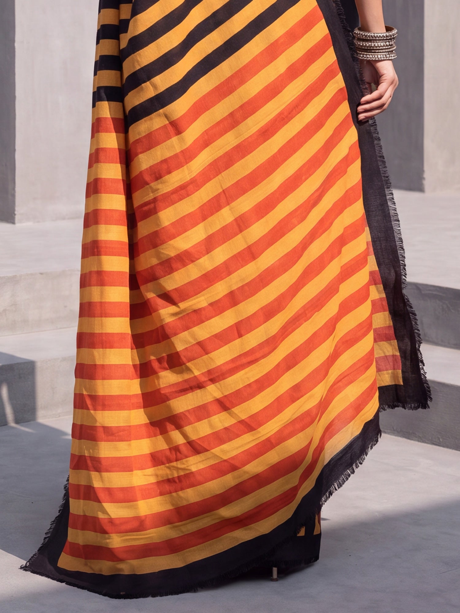 Mustard Cotton saree – detail view 5