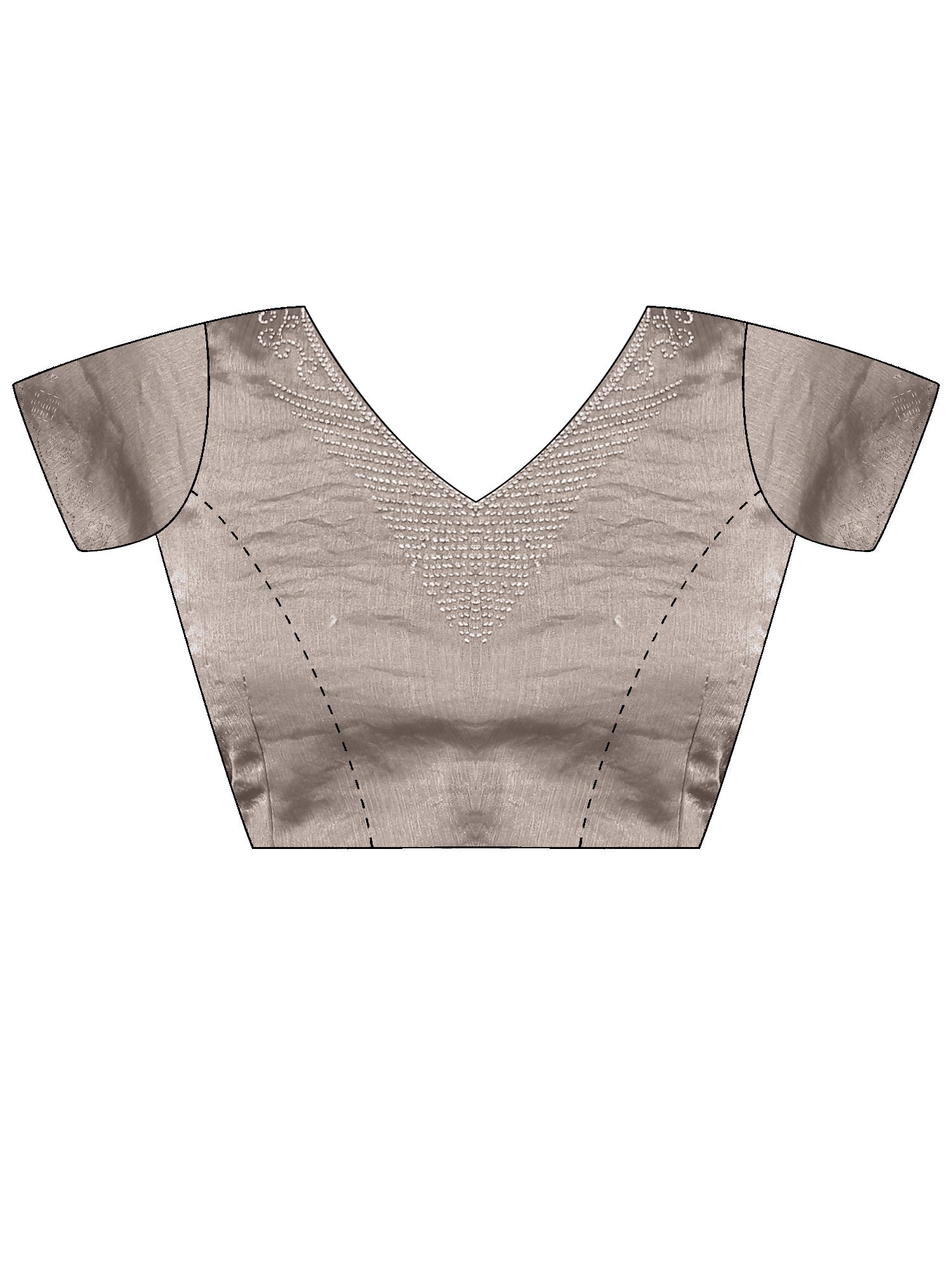 Unstitched metallic chiffon blouse piece with embellished design