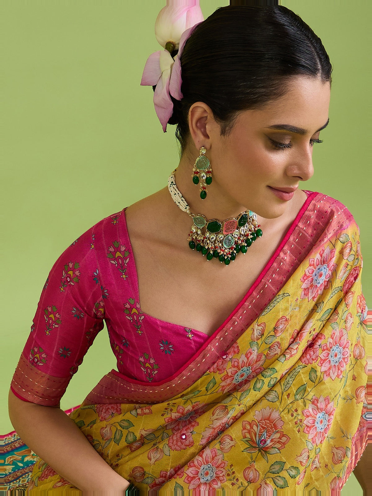 Yellow Tussar Silk saree – detail view 5