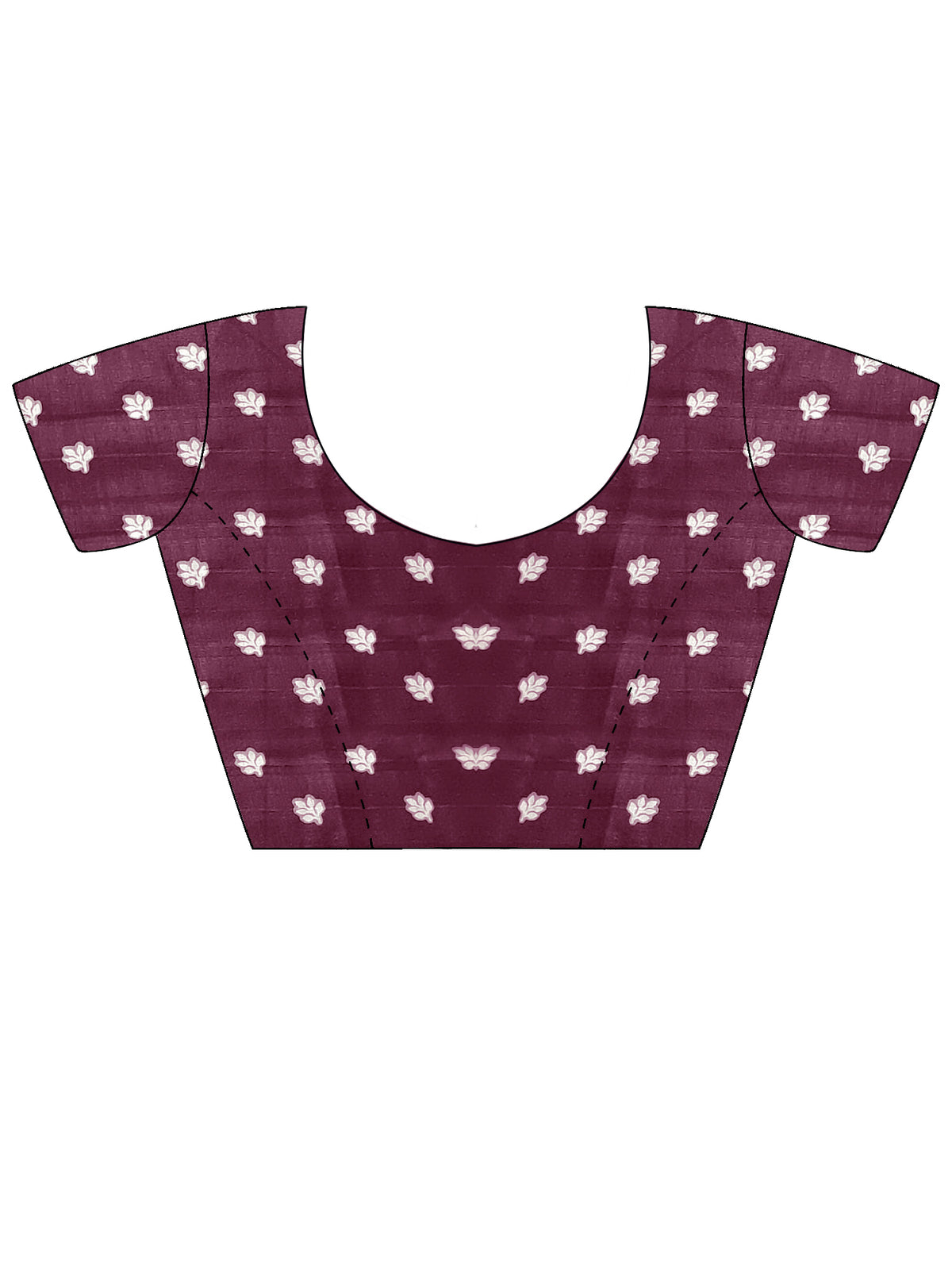 Unstitched wine tussar silk blouse piece with floral design