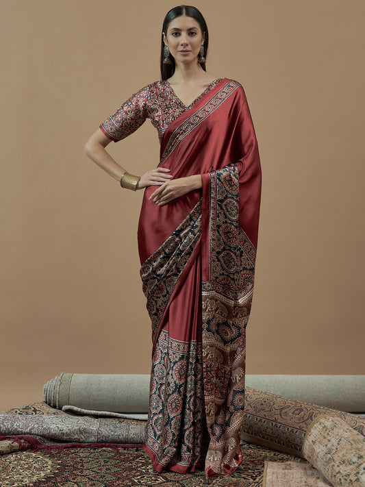 Festive Drapes in Ajrakh Pattern saree