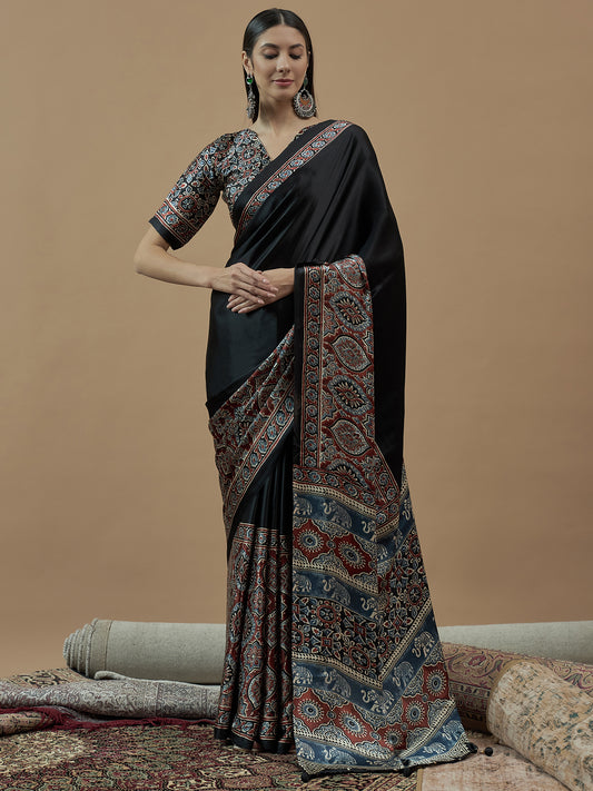 Festive Wear Ajrakh Pattern Saree