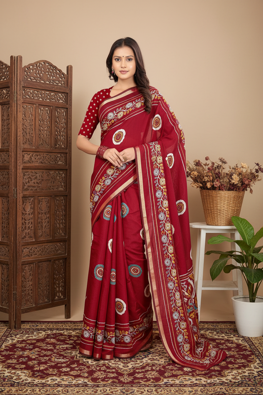 Liva Printed Saree with Heritage Border