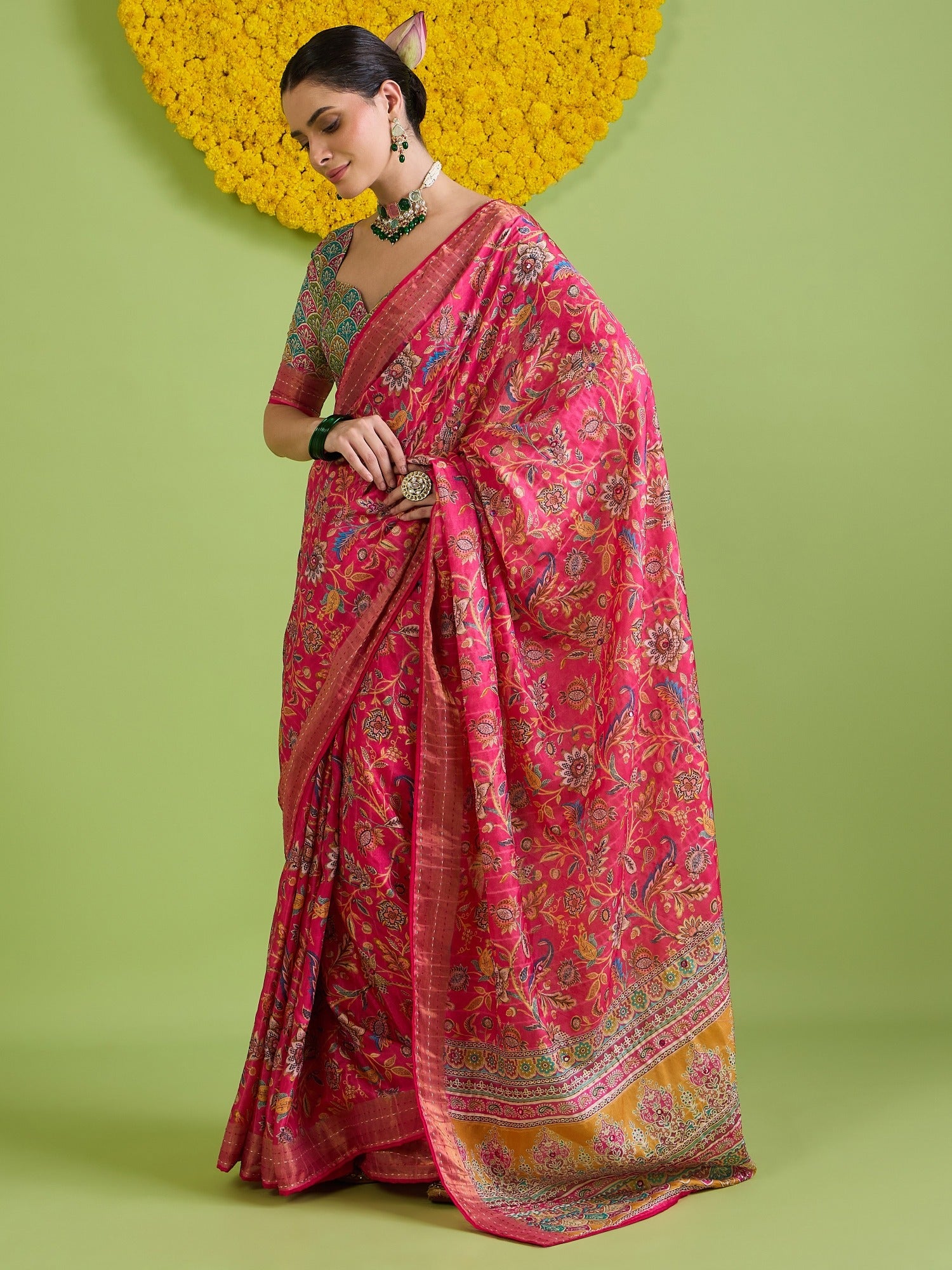 Pink Tussar Silk saree – detail view 3