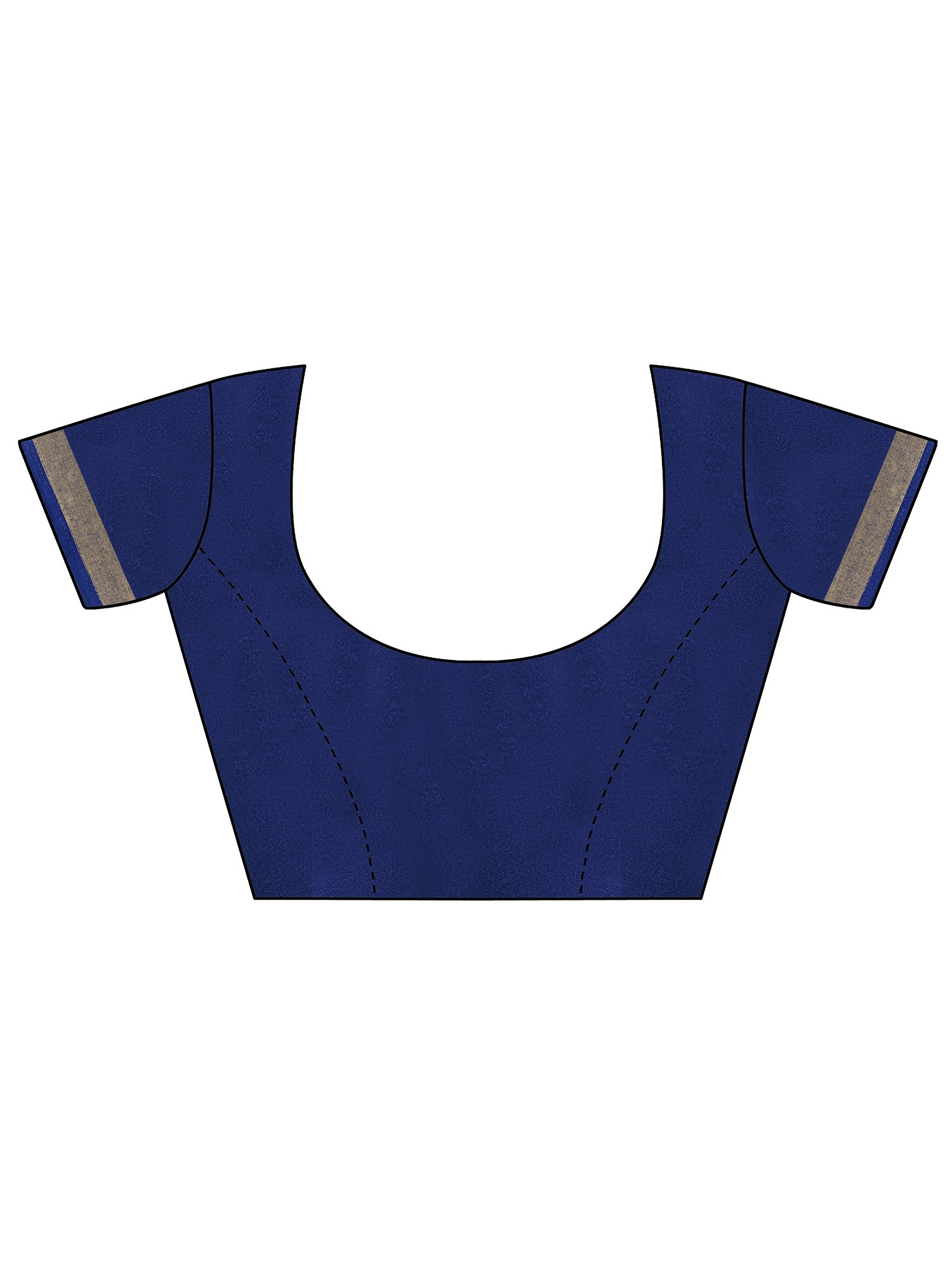 Unstitched indigo mal cotton blouse piece with solid design