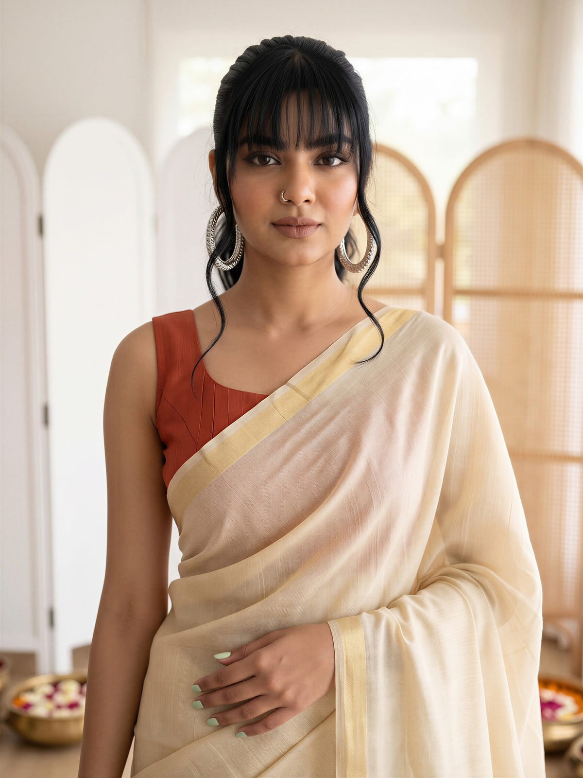 Yellow Muga Silk saree – detail view 4