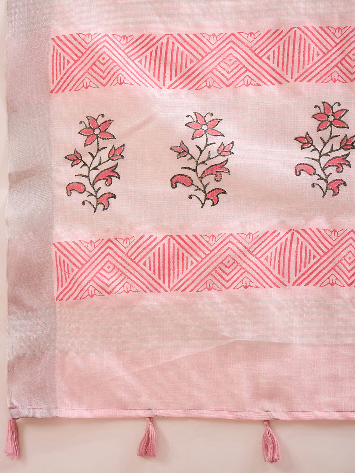 Pink Linen saree – detail view 6