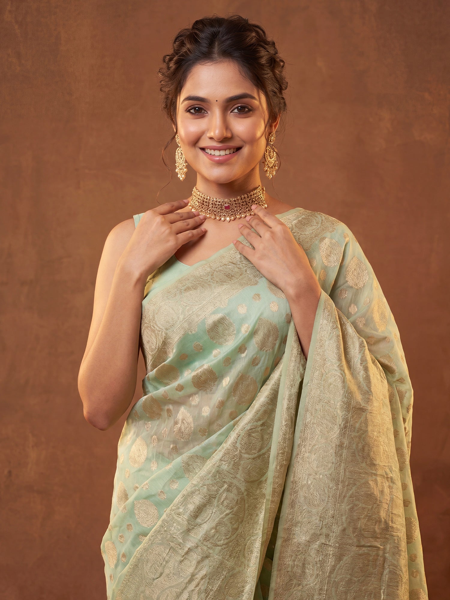 Light Green Silk Blend saree – detail view 4