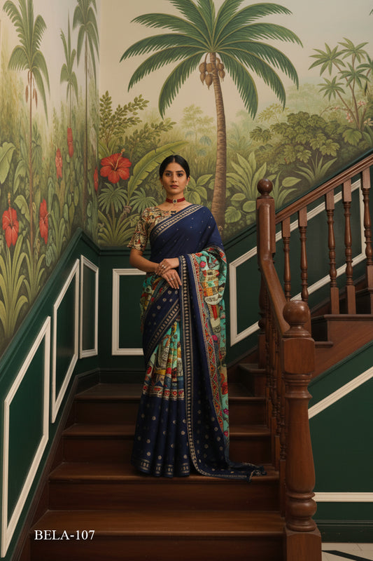 Classic Navy Blue Designer Saree