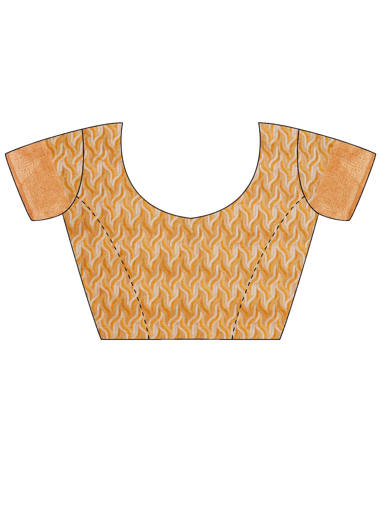 Unstitched mustard cotton linen blouse piece with woven design design