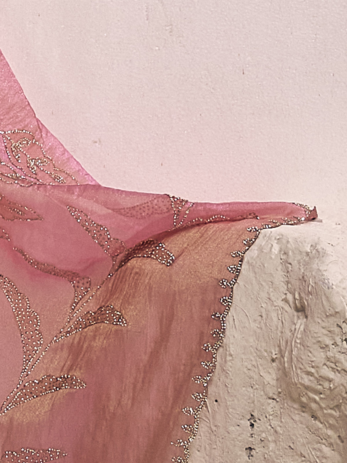 Pink organza saree view 5